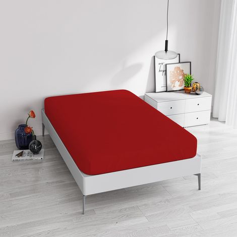 Lenzuolo sotto ELEGANT con angolo da 35cm, Rosso, Piazza e Mezza (1/3)
