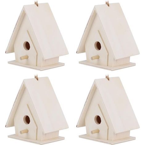 4-teiliges Vogelhaus-Set aus Holz zum Aufhängen für Garten, Balkon und Hof (1/5)