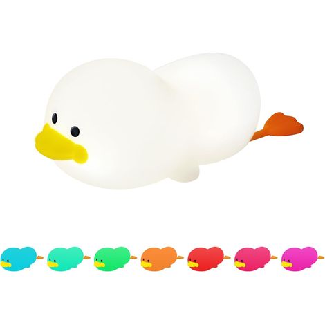 Veilleuse canard en silicone - Lampe LED rechargeable USB aux couleurs multiples pour chambre d'enfant, décoration de chambre et de bébé (1/5)