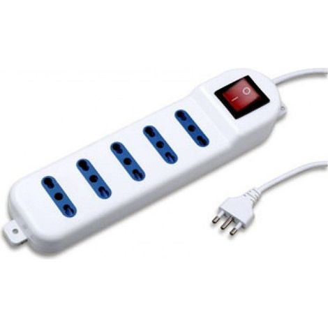 Trade Shop - Toma De Corriente Eléctrica Multitoma 5 Plazas 10/16a Bypass Con Interruptor -