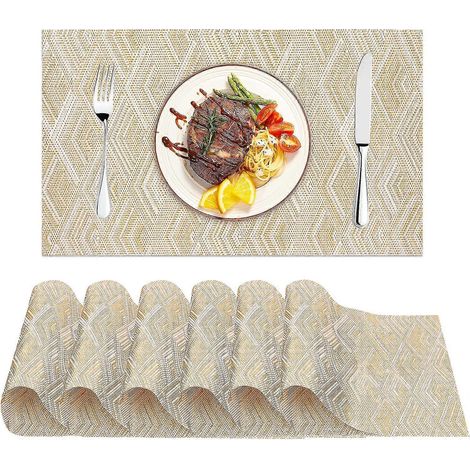 Sets de table lavables, lot de 6, dorés (1/5)