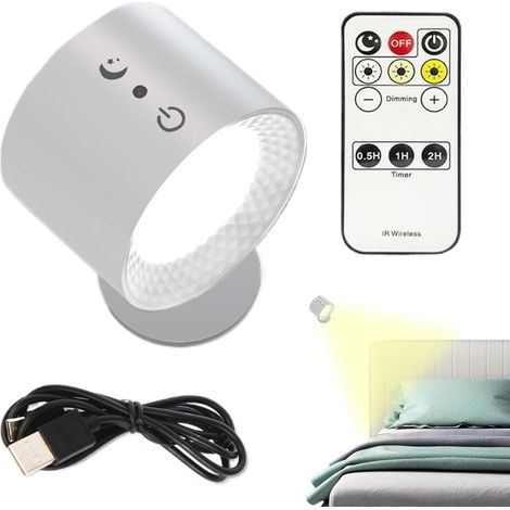 Applique murale LED à piles, lampe murale tactile magnétique à distance, lampe de travail rechargeable pour enfants et adultes, lecture de nuit, étude, 4500 K/6500 K (1/5)