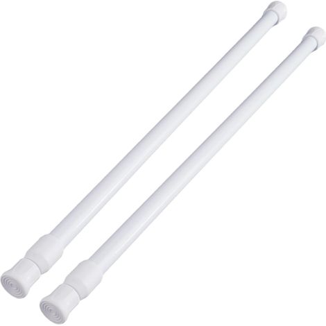 Lot de 2 Tringles à Rideaux Extensibles Sans Perçage 40 à 70 cm,Blanc (1/5)