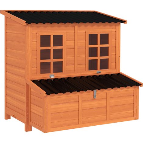 Poulailler avec pondoir pour 3 4 poules, toit étanche, bois de sapin, plastique, 100 x 86 x 100 cm, orange (1/5)