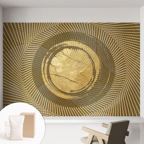 Papier peint intissé mural installation rapide du papier peint durable et résistante - Colle incluse gratuite Lignes rayonnantes 152x104 cm (1/5)