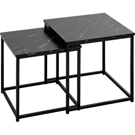 Lot de 2 Tables d'Appoint Gigognes "Jones" 40cm Noir (1/5)