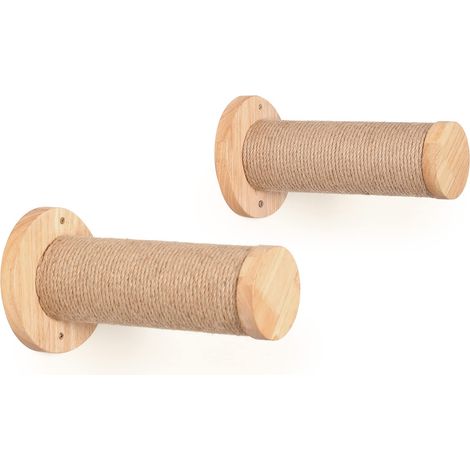Wandmontiertes Katzenmöbel, 28,5 cm hohe Katzenleiter mit Kratzstämmen aus Jute, geeignet für die meisten Kätzchen, mittelgroße und große Katzen, 2-teilige Packung.