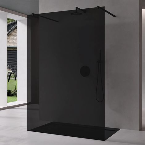 Mai & Mai Box Doccia Walk-In 120x200cm, Parete Doccia in Vetro Grigio 10mm Vetro di Sicurezza ESG con 2 Bracci Sostegni Telescopici MMBR3 Nero (1/5)