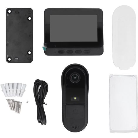 Kit d'interphone vidéo avec sonnette, écran de 4,3 pouces, Vision nocturne 1080P, conversation bidirectionnelle, étanche IP66, objectif large de 125 degrés pour la sécurité de la maison (1/5)
