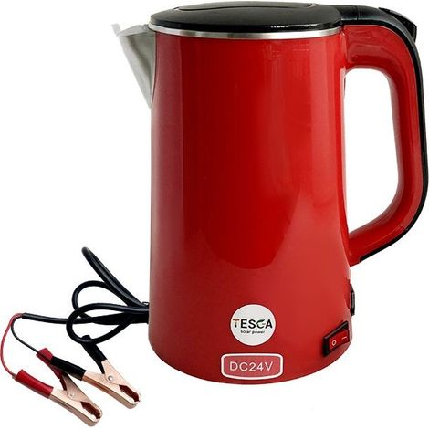 Bouilloire solaire 12V DC 1.8L en acier inoxydableClip de batterie crocodilePour cuisson d'eau, œufs et nouilles (1/2)