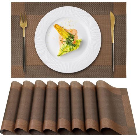Lot de 8 Sets de Table, PVC Tissé, Résistant à la Chaleur, Antidérapant, pour Cuisine et Salle à Manger (1/5)