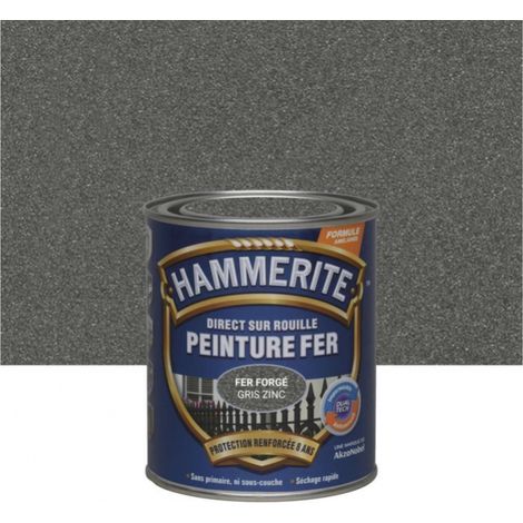 Deco Fer Forge – Peinture fer extérieur direct sur rouille 2.5 l – Teinte gris zinc fer forgé – Résistante aux chocs et intempéries – Pour métaux ferreux