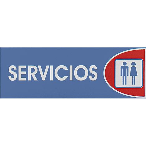 Señal adhesiva de servicios moderna y funcional, PLÁSTICO, 6x18 cm, interior y exterior