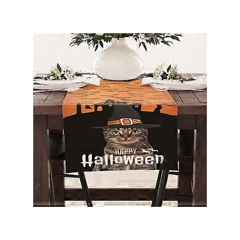 Halloween-Tischläufer, Leinen, Festtagsdekoration, Heimdekoration, Tischdecke, Schranktischdecke, Couchtischdecke (23ZQ4-18)