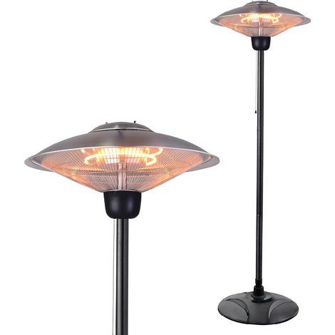 Litecraft Patio Heater 2000 Watt Outdoor Floor Standing Garden Fitting - Silver (1/5)