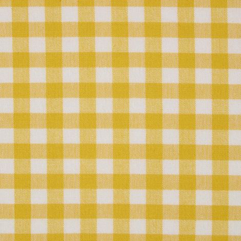 HOMESCAPES Pure Cotton Gingham Check Yellow Fabric 150cm Wide
