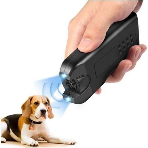 Répulsif portatif pour chien avec lampe de poche LED, répulsif électronique pour animaux à double canal, répulsif ultrasonique pratique pour chien pour le camping en plein air