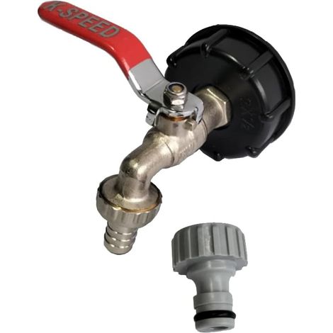 Adaptateur cuve IBC S60x6 – Robinet laiton 1/2" – Raccord jardin – Pièce de rechange 1000L (1/5)
