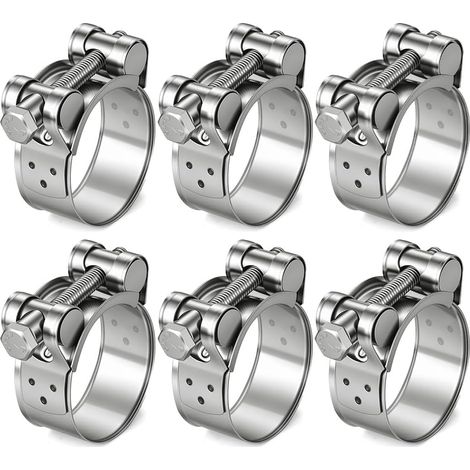Collier Echappement Moto 36-39mm, 6Pcs Collier de Serrage Inox, Colliers de Manchon pour Moto Voiture Turbines Tuyaux de Drainage Raccord d'Échappement (1/5)