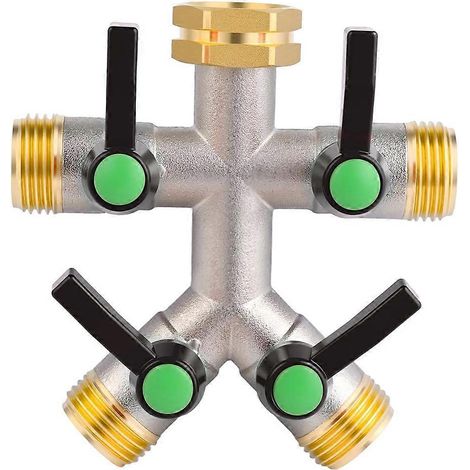Tuyau Splitter 4 Way tuyau d arrosage Splitter eau Spigot Splitter RV Copper tuyau Splitter vanne 3 4 pouce GHT (1/5)