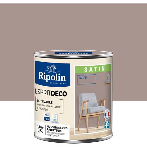 Ripolin – Peinture murale satin 0,5L taupe – Ultra-couvrante pour murs et boiseries – Lessivable et résistante aux taches – Fabriquée en France (1/5)