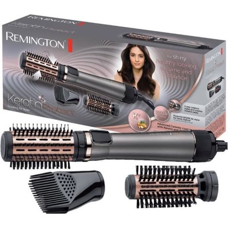 Brosse soufflante rotative 1000W – Revêtement céramique infusé de kératine – 2 brosses interchangeables 40/50 mm – Rotation bidirectionnelle – Remington