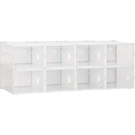 Scarpiera Modulare 8 Cubi 28x36x21 cm in Plastica Bianco e Trasparente (1/5)