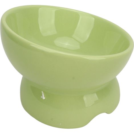 Gamelles surélevées en céramique pour chats, inclinées et surélevées, protégeant les pattes cervicales des animaux, accessoires pour chats, vert (1/5)