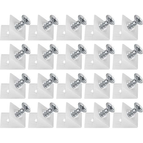 BUNTHAUS 20 Pièces Cales en Plastique pour Meuble Tiroir, Équerre De Fixation, Connecteur Arrière Stabilisateurs, Fond de Tiroir Connecteur avec Vis, pour Réparer Affaissement Étagère Meuble