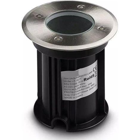 Faretto Rotondo Per Lampada GU10 Calpestabile Segnapasso Incasso da Pavimento IP65 Carrabile Acciaio SKU-7515