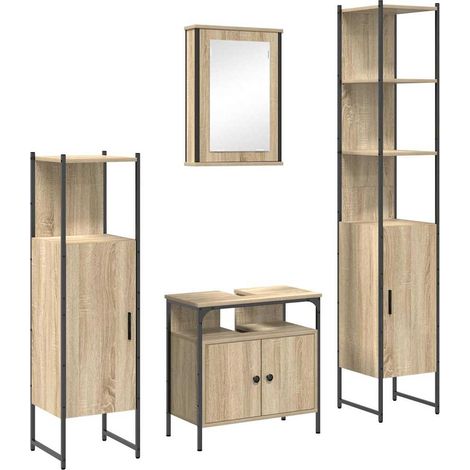 Maison Exclusive - Juego de muebles de baño con estante 4 pcs Rob