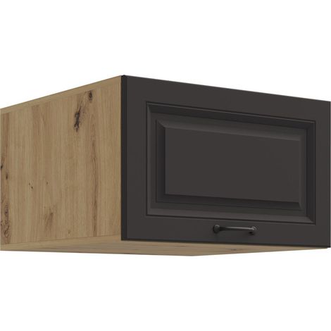 Aufsatzschrank Hochschrank 60 cm STILO Grau + Eiche Artisan Küchenzeile Küchenblock Küche Landhaus (1/5)