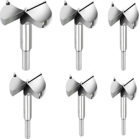 Juego de 6 brocas para madera, fresas de carburo para madera, diámetro 30/35/40/45/50/60 mm, brocas para taladrar productos de madera, cajones, productos de plástico, madera contrachapada. (1/4)
