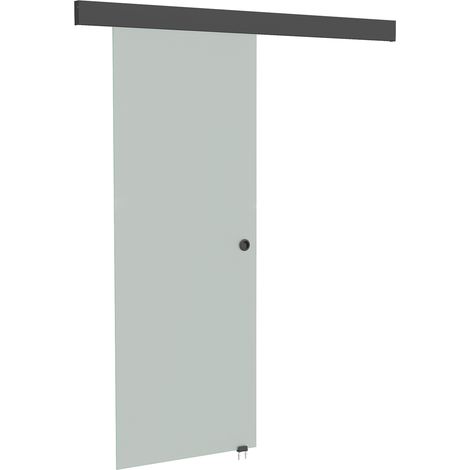 HOMCOM Porta Scorrevole in Vetro Temperato con Kit Ferramenta, Trasparente