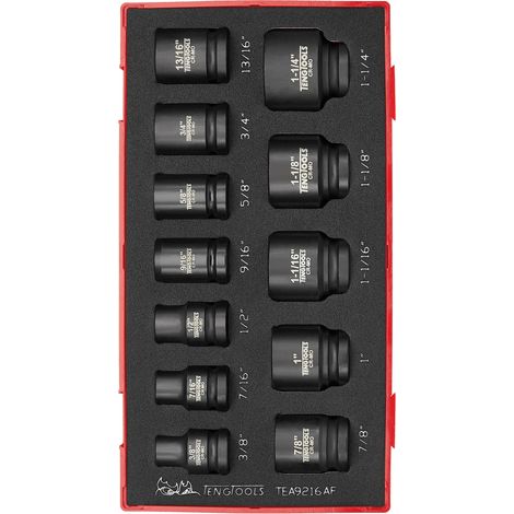 Set de douilles à chocs AF Foam1 tray 1/2 16 pièces Teng Tools TEA9216AF