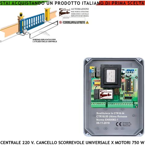 CENTRALE CANCELLO SCORREVOLE 220 V CON CONTENITORE CTR-18 CARTELLO MONITORE SECURVERA COMPATIBILE QUALSIASI MOTORE 220 V 700 W (1/5)