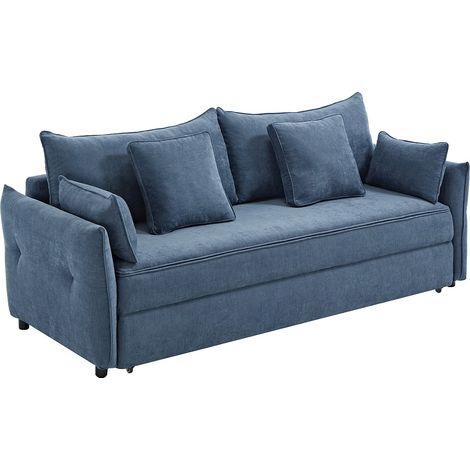 Divano letto 3 posti in tessuto blu con seduta in memory foam - SITALA