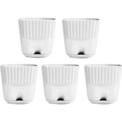 Pots de fleurs 6 pouces 5 lot carré pots de fleurs avec Drainage Holes et Connectiong Saucer plateau extérieur (1/5)