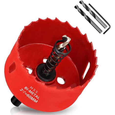 Scie Cloche Bi-métal 60 mm, M42 HSS Bimétallique Scie Trèpan, avec Adaptateur de Tige Triangulaire et Foret de Centrage, pour le Bois, Métal Mou, Plastique, Verre, Carrelage, Céramique (1/5)