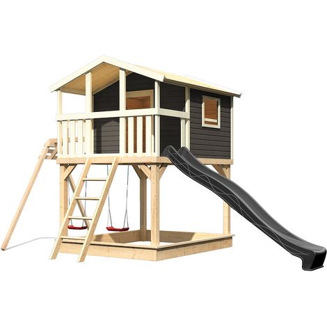 Spielturm Benjamin 198x243x309 tgrau m.doppel.anbau