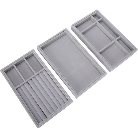 3 Plateaux Empilables pour Bijoux - Organisateur de Présentoir pour Boucles d'Oreilles, Colliers et Bagues (1/5)