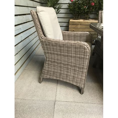 Signature Weave Alexandra Wicker High Back Armchair Chair Fine Grey Cushions (1/2)