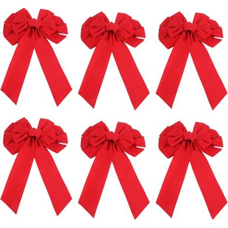 Lot de 6 grands nœuds rouges de Noël (1/5)
