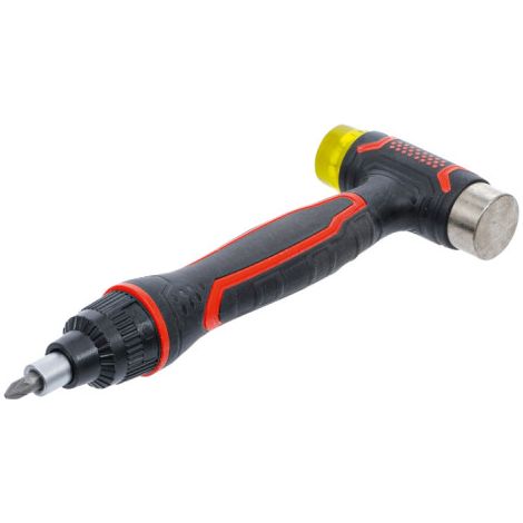 KRAFTMANN BGS DIY 20800 MARTEAU À TÊTE VARIABLE AVEC POIGNÉE ROTATIVE À CLIQUET POUR EMBOUTS COMMUTABLES 3 EN 1 (1/4)