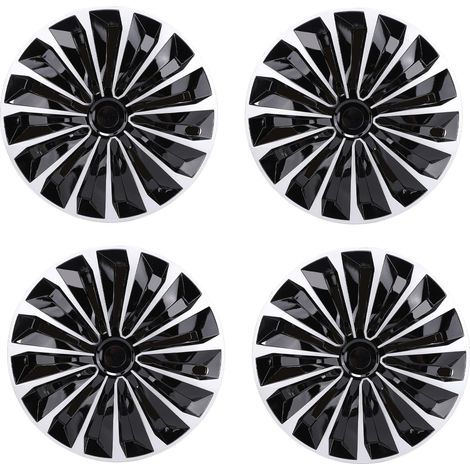 Enjoliveurs de Roue de 15 Pouces, Enjoliveurs ABS Universels pour Roues en Acier de 15 Pouces, Conception Robuste avec Couverture Complète des Bords, Lot de 4 (Argent Noir) (1/5)