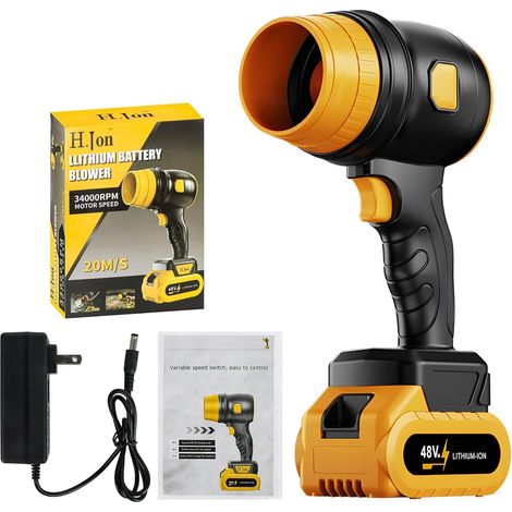 Souffleur Batterie, Souffleur Feuille sans Fil Turbo Soufflette avec Batteries, Souffleuse à Poussière Electrique pour souffler Les Feuilles, Neige, poussière à Jardin, Neige, Voiture (1/5)