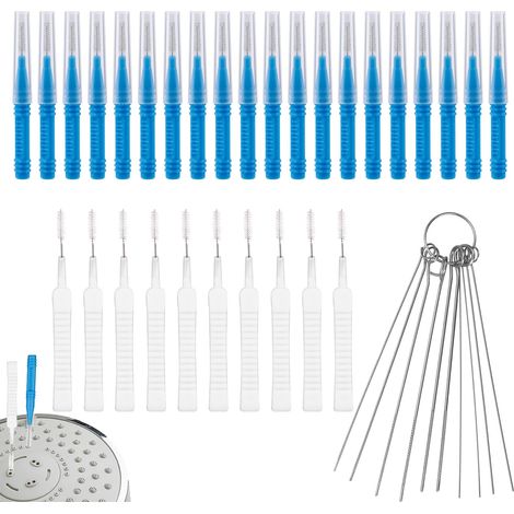 40pcs Outils Nettoyage Pommeau Douche, Tailles Multiples Brossettes Nettoyage Douche Pics Déboucheurs Buses Accessoires Anti-Colmatage pour Maison Salle Bain Petit Trou Robinet Fentes d'Évier (1/5)