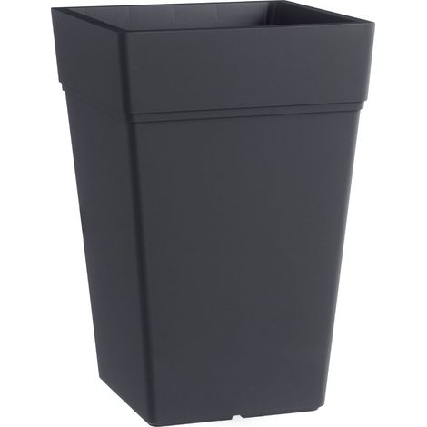 Vaso quadrato ''Stalk Element'' alto in plastica colorato da esterno e giardino per piante e fiori -80 cm / Antracite (1/4)