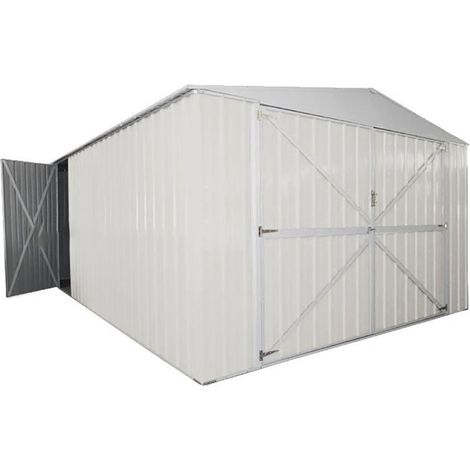 Casetta Box da Giardino in Lamiera di Acciaio Porta Utensili 360x600x230 cm Enaudi Bianca (1/5)