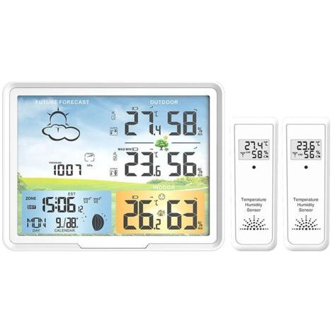 Horloges de Station Météo Thermomètre Numérique Sans Hygromètre Calendriers de Prévision Phase de Lune Snooze Réveil PT20B (1/5)